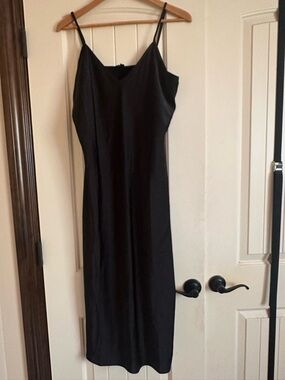 Banana Republic Black Satin Slip Midi Dress